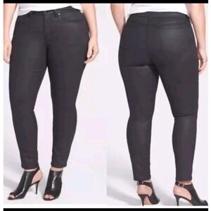 NWT Eileen Fisher Skinny Jeans‎ Organic Cotton Waxed Denim Black Womens Size 16
